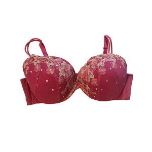 Cacique 42D pink embroidered floral bra